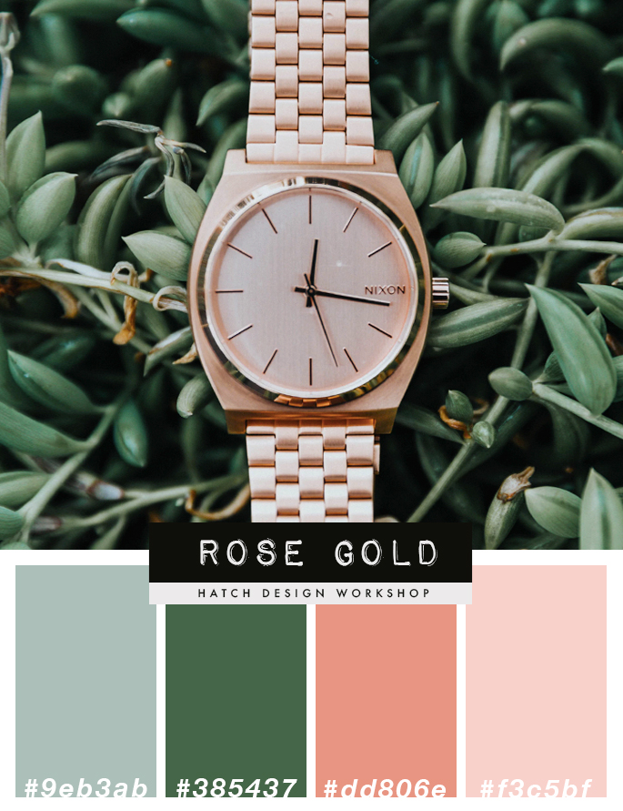 Luxury Feminine Rose Gold Color Palette Scheme Pink And Green