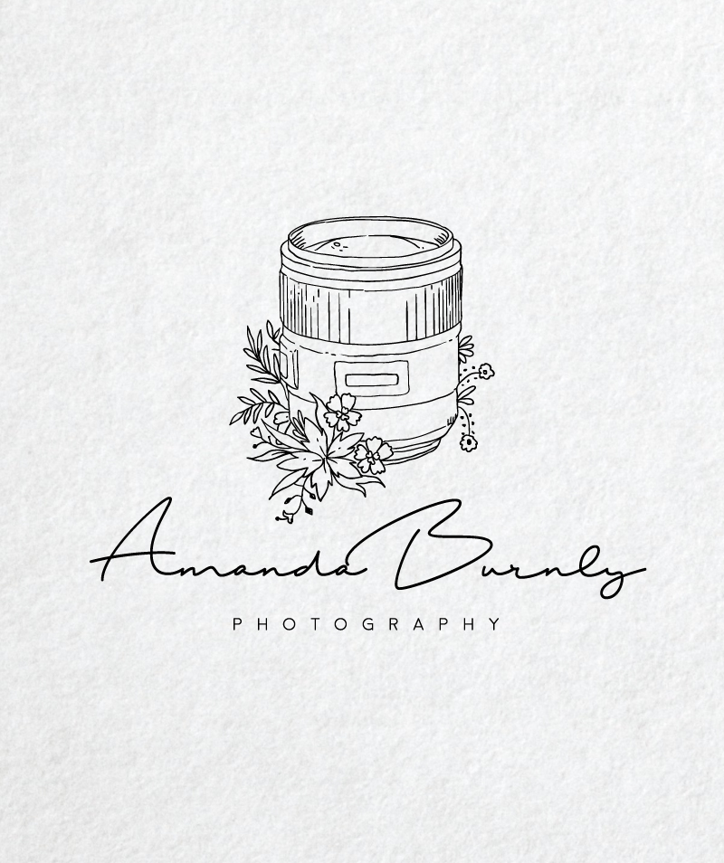 Hand Drawn Camera Photography Logo Design Floral